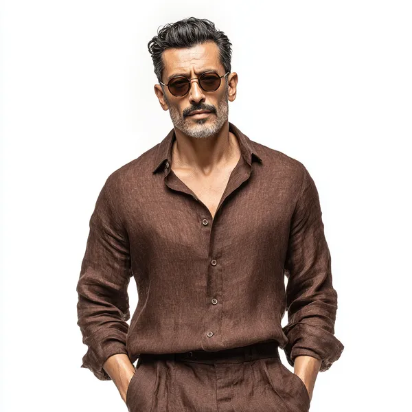 Chocolate_Brown_Pure_Linen_Shirt_For_Men