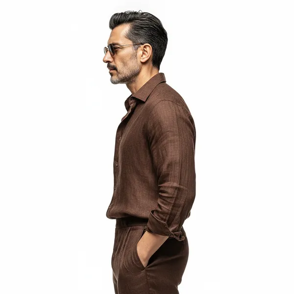 Chocolate_Brown_Pure_Linen_Shirt_For_Men