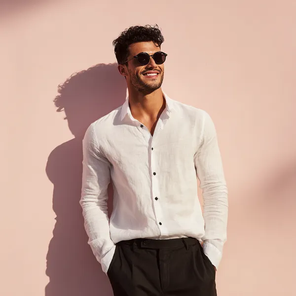 Men'S_Sandstone_White_Pure_100%_Linen