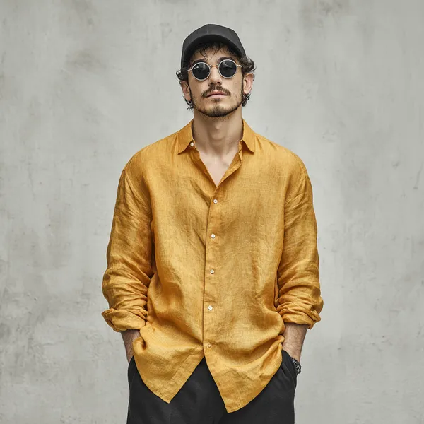 Men'S_Mustard_Yellow_Pure_100%_Linen