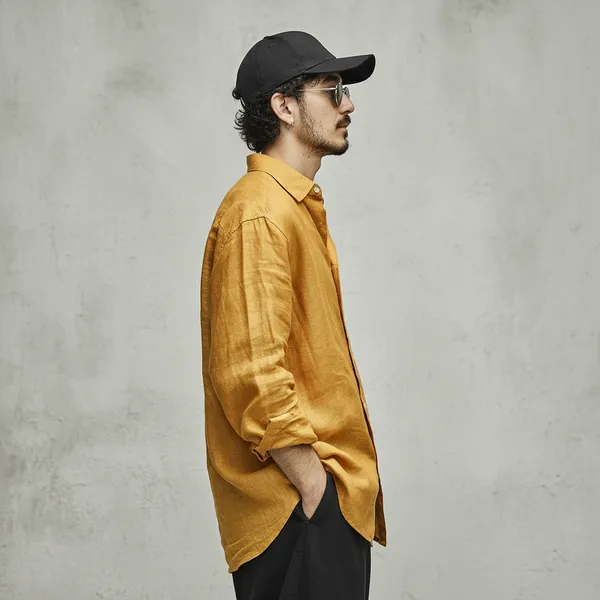 Men'S_Mustard_Yellow_Pure_100%_Linen