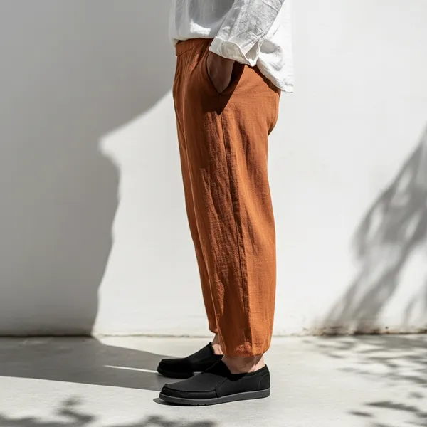 Rust_Pure_Linen_Resort_&_Beach_Wear_Trouser_For_Men