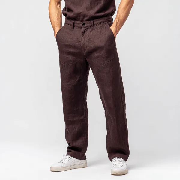Chocolate_Brown_Pure_Linen_Resort_&_Beach_Wear_Trouser_For_Men