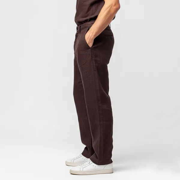 Chocolate_Brown_Pure_Linen_Resort_&_Beach_Wear_Trouser_For_Men
