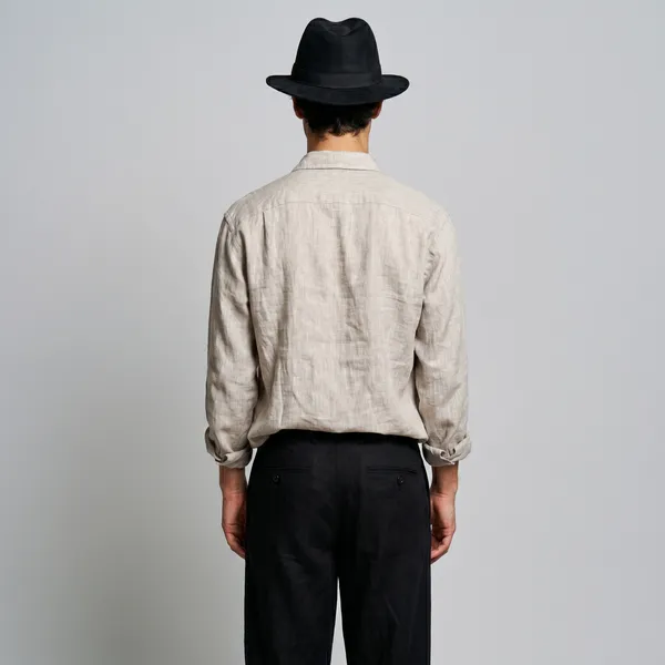 Men'S_Classic_Greige_Beige_100%_Pure_Linen_Shirt