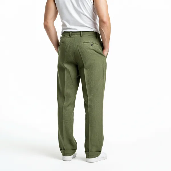 Light_Olive_Green_Pure_Linen_Resort_&_Beach_Wear_Trouser_For_Men