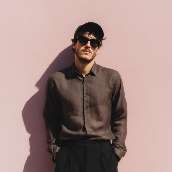 Men'S_Charcole_Brown_Pure_Linen_Shirt