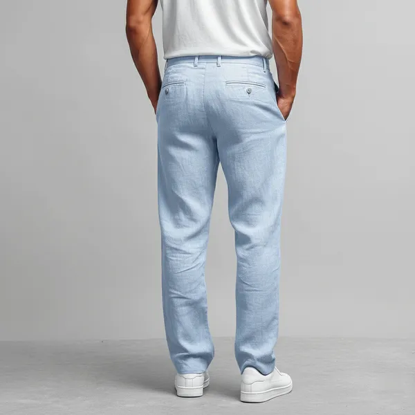Sky_Blue_100%_European_Linen_Tailored_Pants_Men