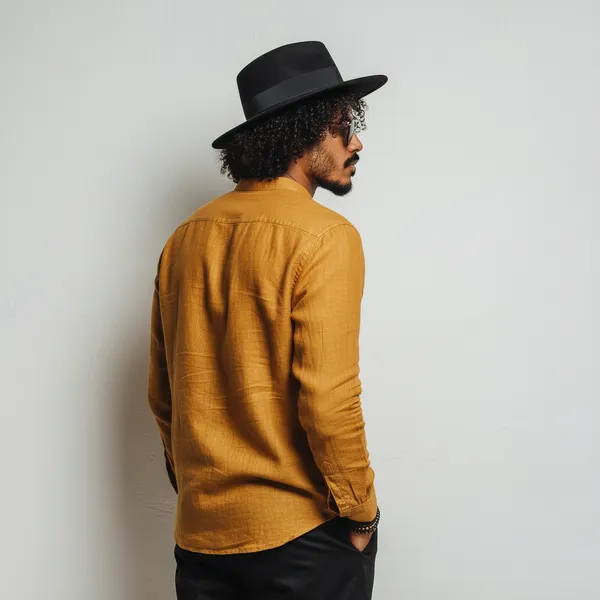 Men'S_Pale_Orange_Linen_100%_Pure_Linen_Mandarin_Collar_Shirt