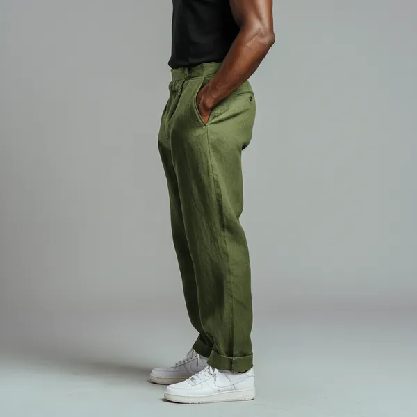 The_Linear_Forest_Olive_Pure_Linen_Pant_For_Men