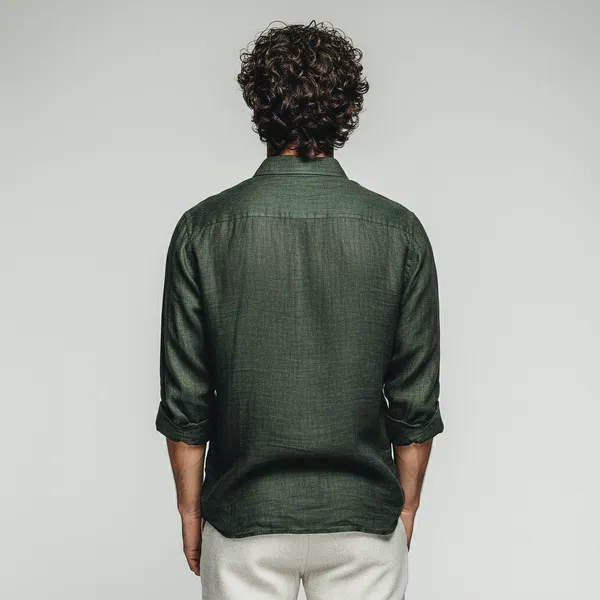 Men'S_Bottel_Green_Pure_100%_Linen_Shirt