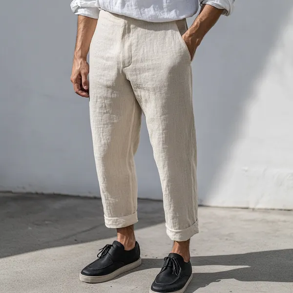 Beige_Pure_Linen_Resort_&_Beach_Wear_Trouser_For_Men