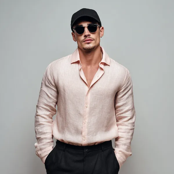 Men'S_Shell_Pink_Pure_100%_Linen