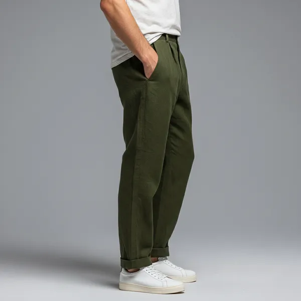 The_Linear_Moss_Green_Pure_Linen_Pant_For_Men
