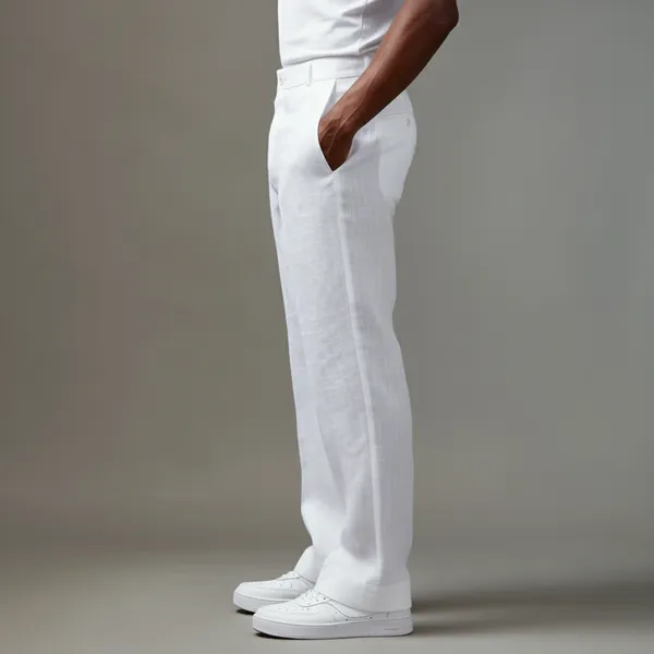 White_Pure_Linen_Resort_&_Beach_Wear_Trouser_For_Men