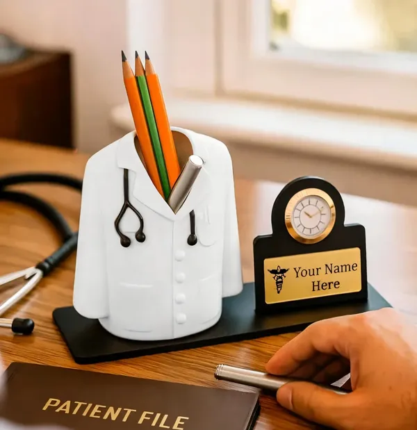 Fiber_And_Wooden_Premium_Doctor_Pen_Stand_With_Clock