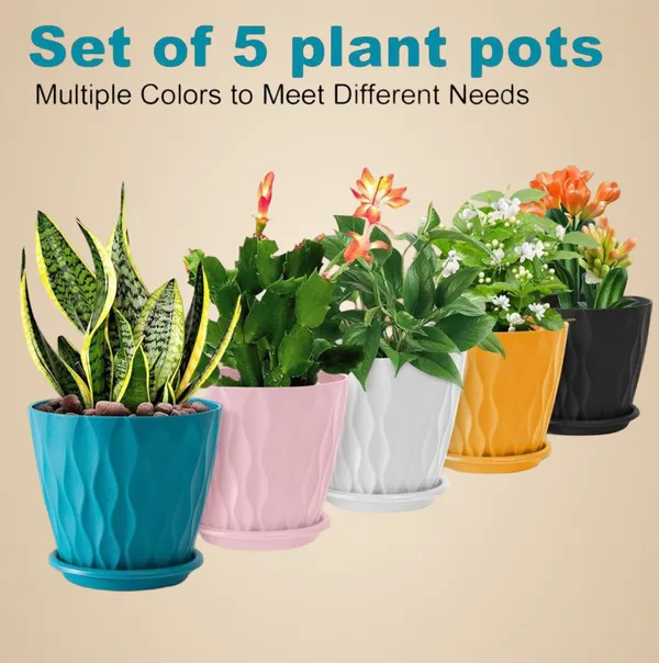 Multicolor_Flower_Pot_Wave_(Pack_Of_5)_For_Home_Decor_(ONLY_FLOWER_POTS,_NO_PLANTS)