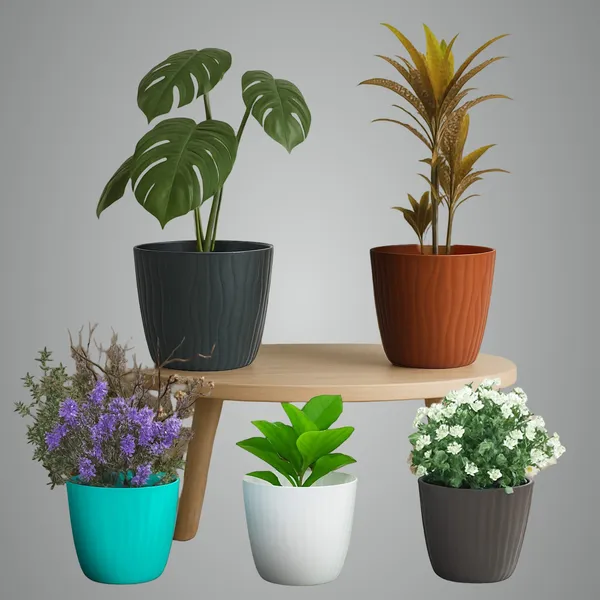 Multicolor_Flower_Pot_Good_Morning_Multi_(Pack_Of_5)_For_Home_Decor_(ONLY_FLOWER_POTS,_NO_PLANTS)