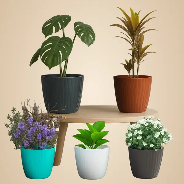 Multicolor_Flower_Pot_Good_Morning_Multi_(Pack_Of_5)_For_Home_Decor_(ONLY_FLOWER_POTS,_NO_PLANTS)