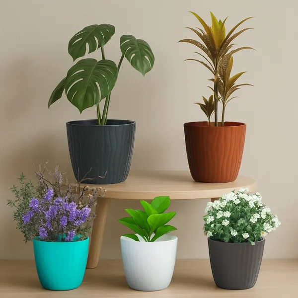 Multicolor_Flower_Pot_Good_Morning_Multi_(Pack_Of_5)_For_Home_Decor_(ONLY_FLOWER_POTS,_NO_PLANTS)