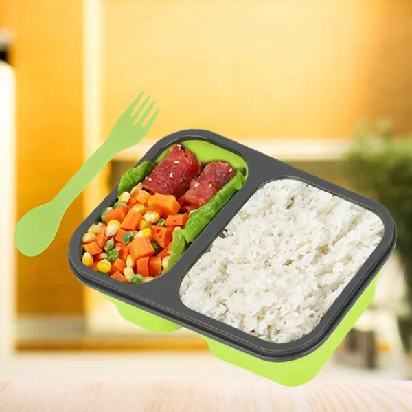 Silicone_lunch_box_(2_compartment)_-_Green