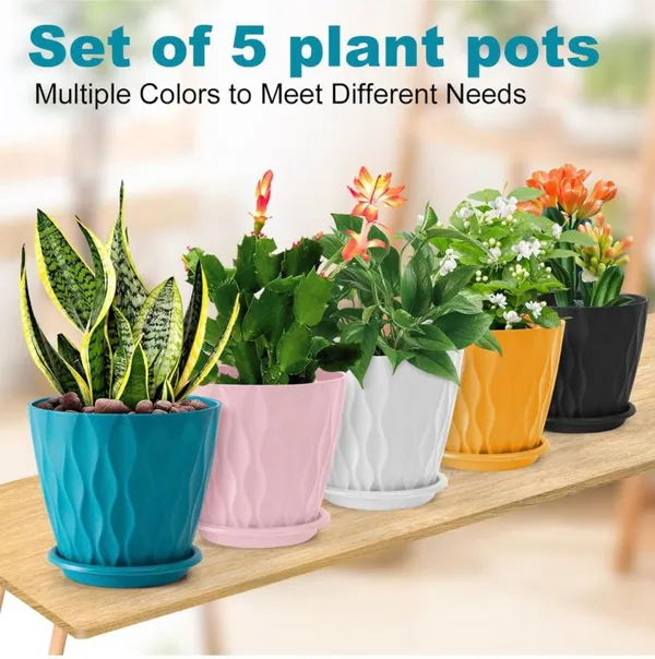 Multicolor_Flower_Pot_Wave_(Pack_Of_5)_For_Home_Decor_(ONLY_FLOWER_POTS,_NO_PLANTS)