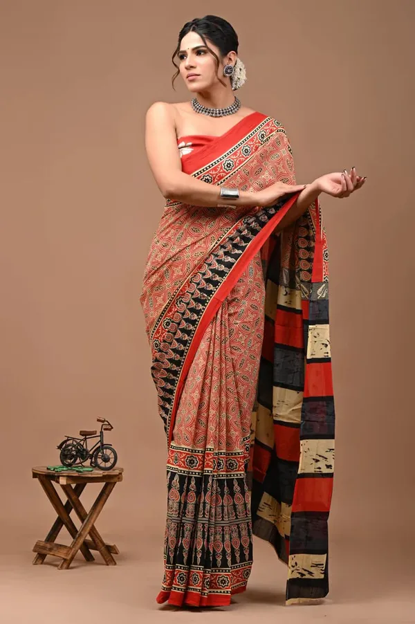 Peach_Soft_Mulmul_Cotton_Saree