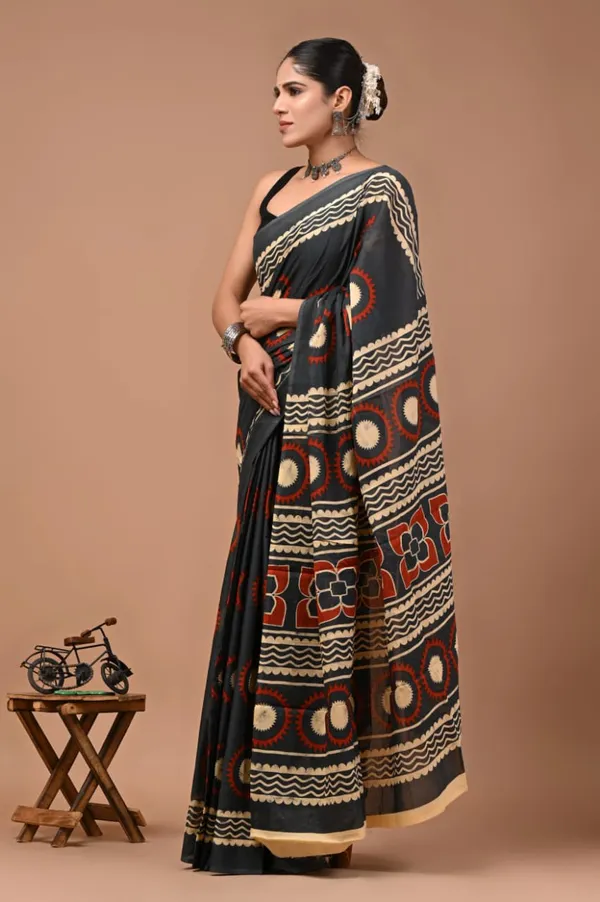 Charcoal_Grey_Soft_Mulmul_Cotton_Saree
