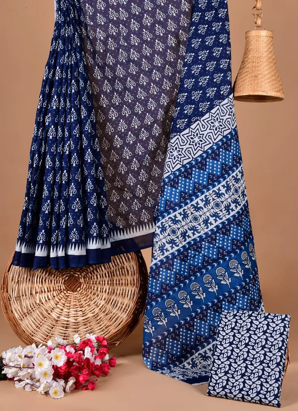 Blue_Soft_Mulmul_Cotton_Saree