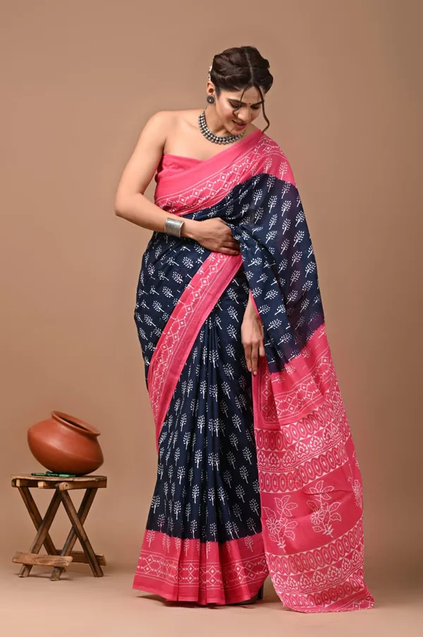 Navy_Blue_Soft_Mulmul_Cotton_Saree
