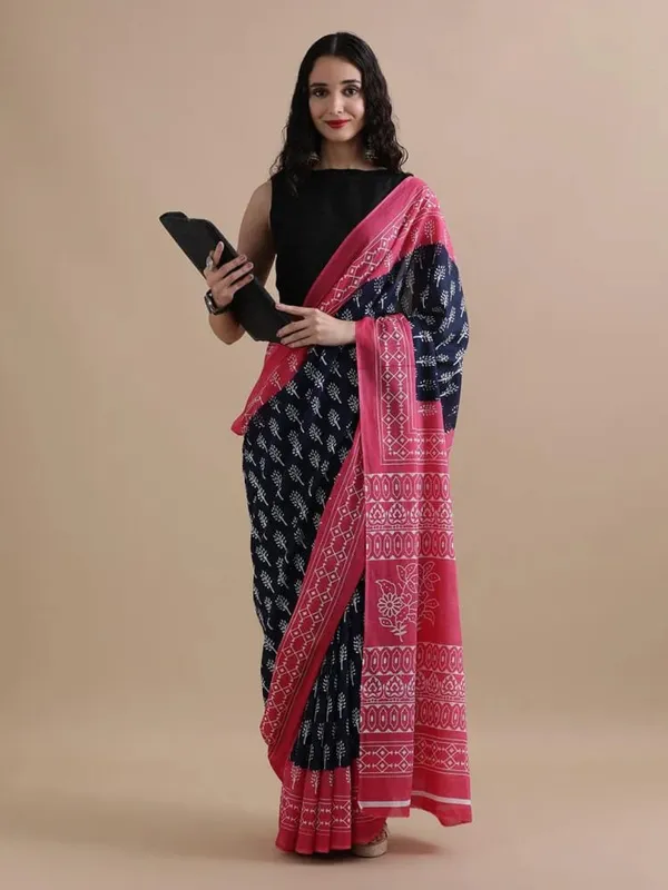 Navy_Blue_Soft_Mulmul_Cotton_Saree