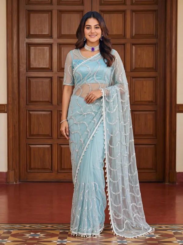 Celestial_Blue_-_The_Royal_Affair_|_Artisan_Hand-Embroidered_Net_Saree_with_Matching_Unstitched_Blouse