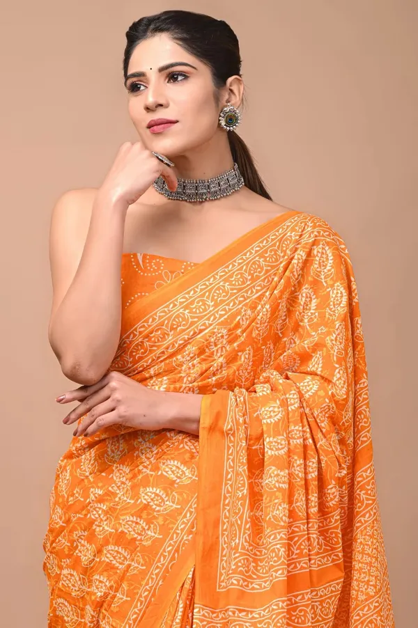 Bright_Orange_Soft_Mulmul_Cotton_Saree