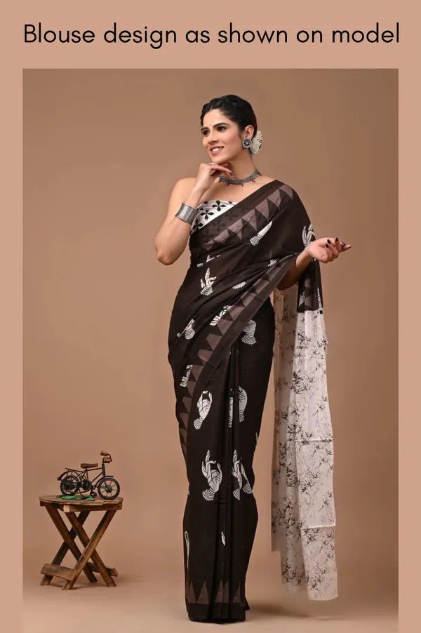 Dark_Brown_Soft_Mulmul_Cotton_Saree