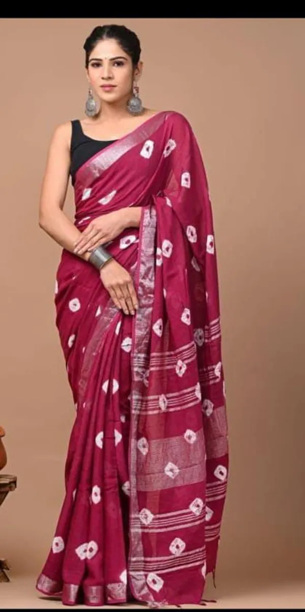Maroon_Trendy_Linen_Saree_For_Women