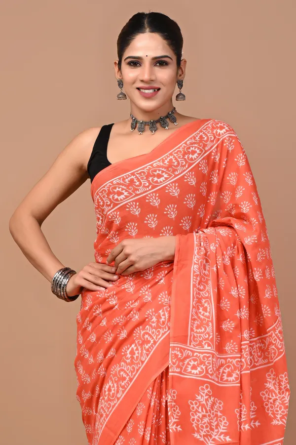 Orange_Soft_Mulmul_Cotton_Saree