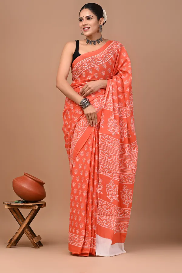 Orange_Soft_Mulmul_Cotton_Saree