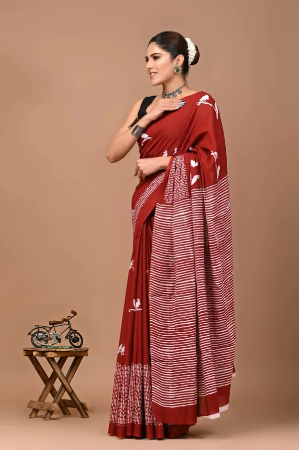 Brick_Red_Soft_Mulmul_Cotton_Saree