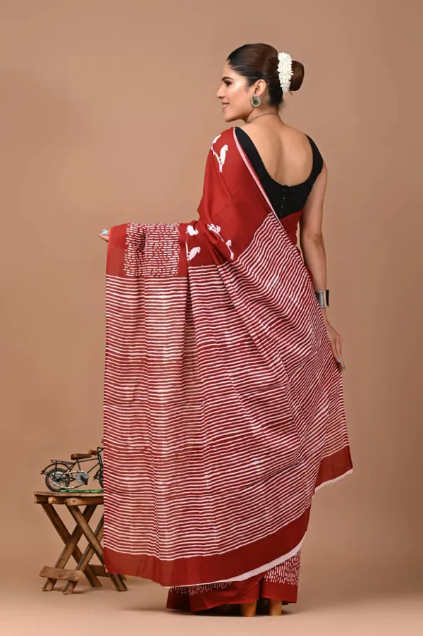Brick_Red_Soft_Mulmul_Cotton_Saree