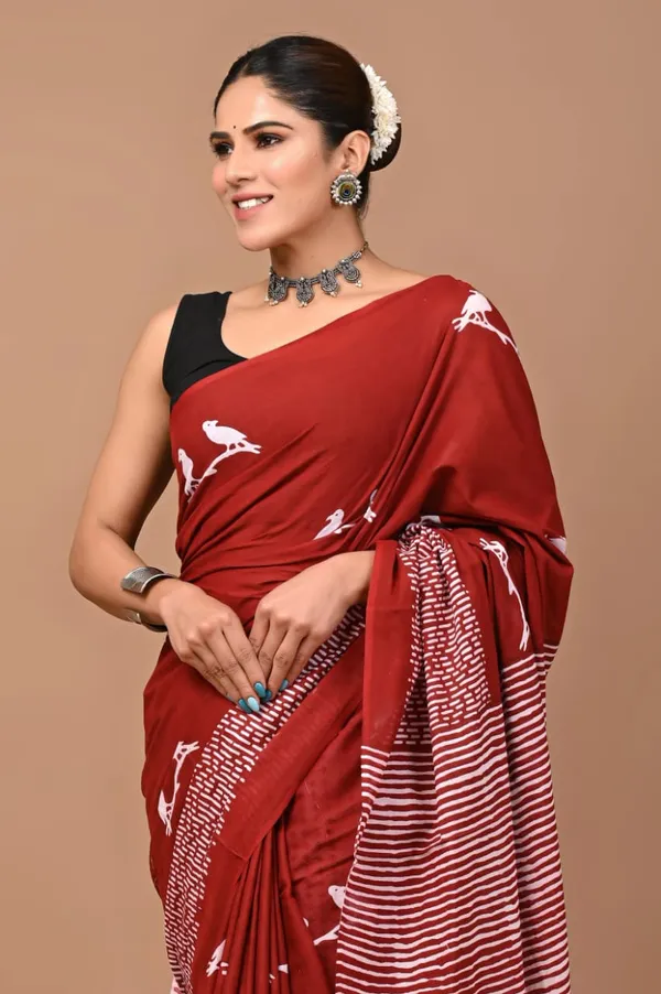 Brick_Red_Soft_Mulmul_Cotton_Saree
