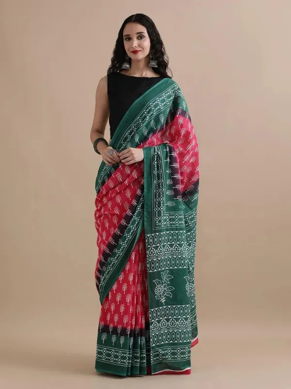 Coral_Red_Soft_Mulmul_Cotton_Saree
