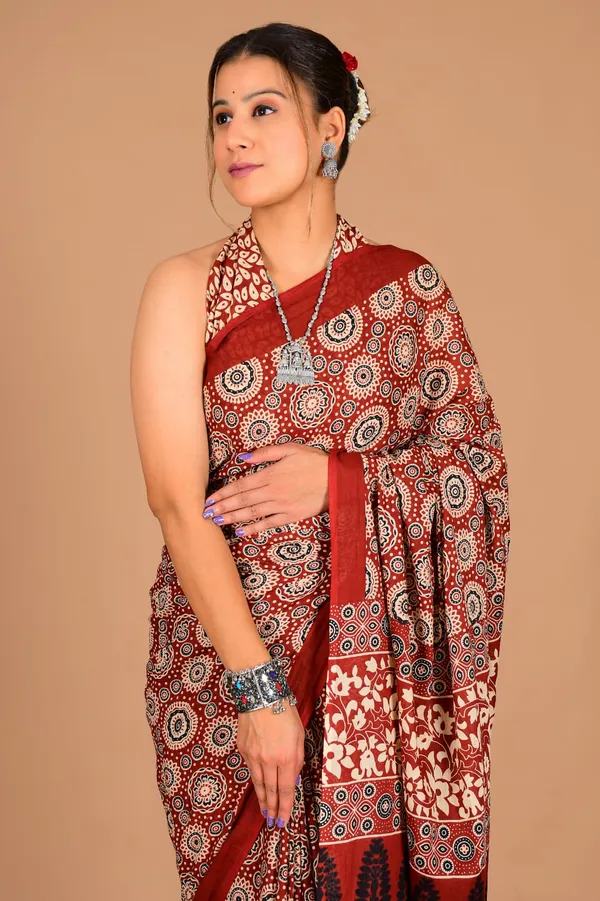 Maroon_Soft_Mulmul_Cotton_Saree