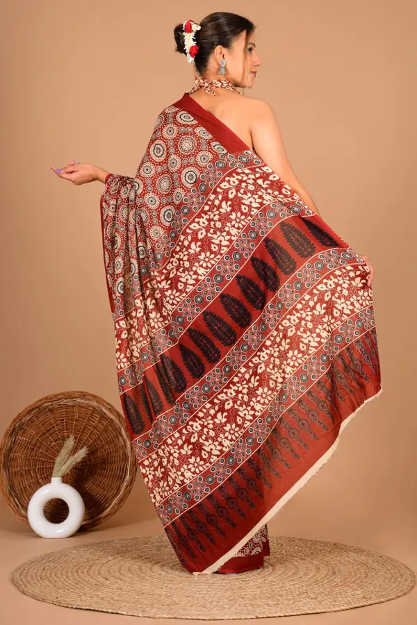 Maroon_Soft_Mulmul_Cotton_Saree