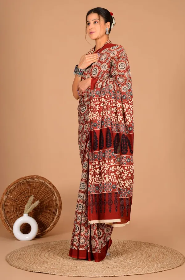 Maroon_Soft_Mulmul_Cotton_Saree