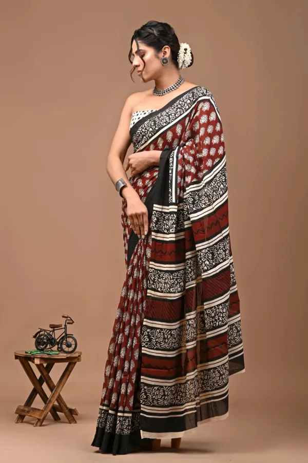 Maroon_Soft_Mulmul_Cotton_Saree