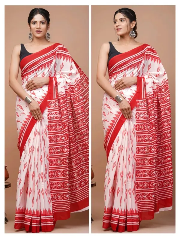 White_Soft_Mulmul_Cotton_Saree_For_Women