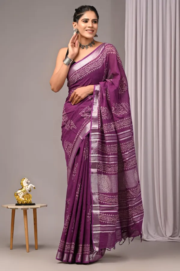 Purple_Trendy_Linen_Saree_For_Women