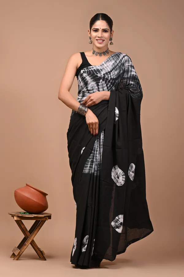 Black_Mulmul_Cotton_Saree_with_White_Tie-Dye_Print