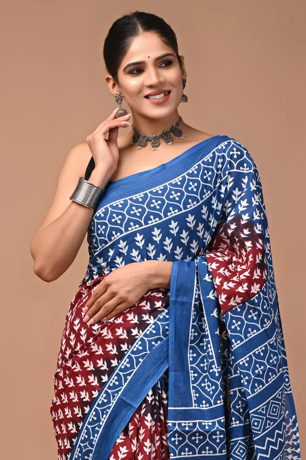 Maroon_Soft_Mulmul_Cotton_Saree