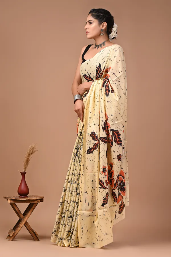 Cream_Soft_Mulmul_Cotton_Saree